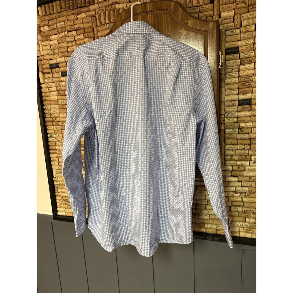 JOS. A. BANKS Dress Shirt Blue Stripe Long Sleeve Size 17-35 Tailored Fit